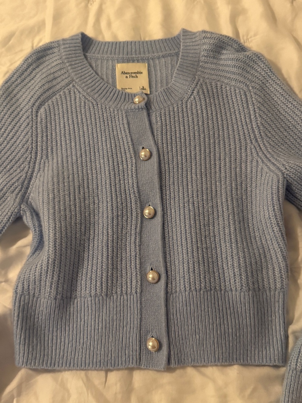 Abercrombie & Fitch Baby Blue Ribbed Button Cardigan